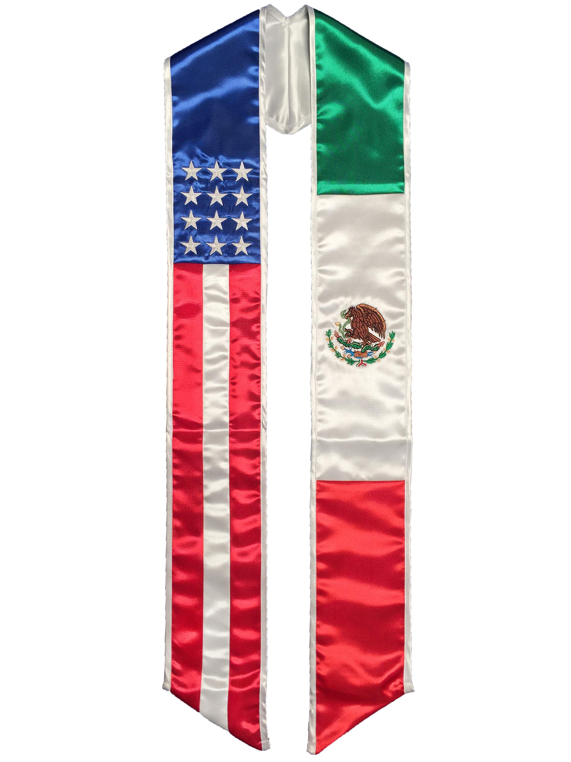 Mexican American Flag Graduation Sash Stole Chicano Heritage - Adult Unisex - Made in USA