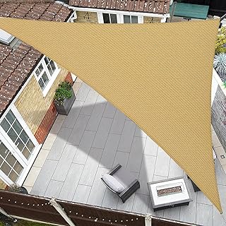 8'x8'x8' Sun Shade Sail Triangle Outdoor UV Block Canopy Sunshade Cover for Backyard Porch Pergola Deck Garden Patio, Sand