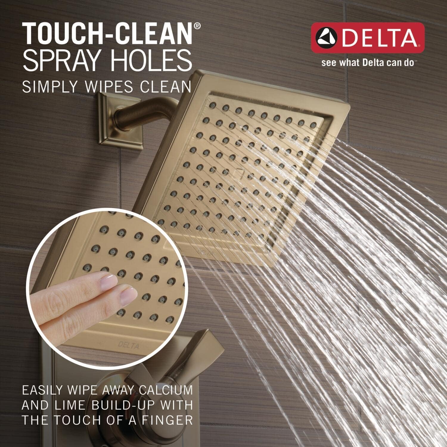 Delta Faucet Dryden 14 Series Single-Function Shower Trim Kit with Single-Spray Touch-Clean Shower Head, Champagne Bronze, 2.0 GPM Water Flow, T14251-CZ-WE (Valve Not Included)