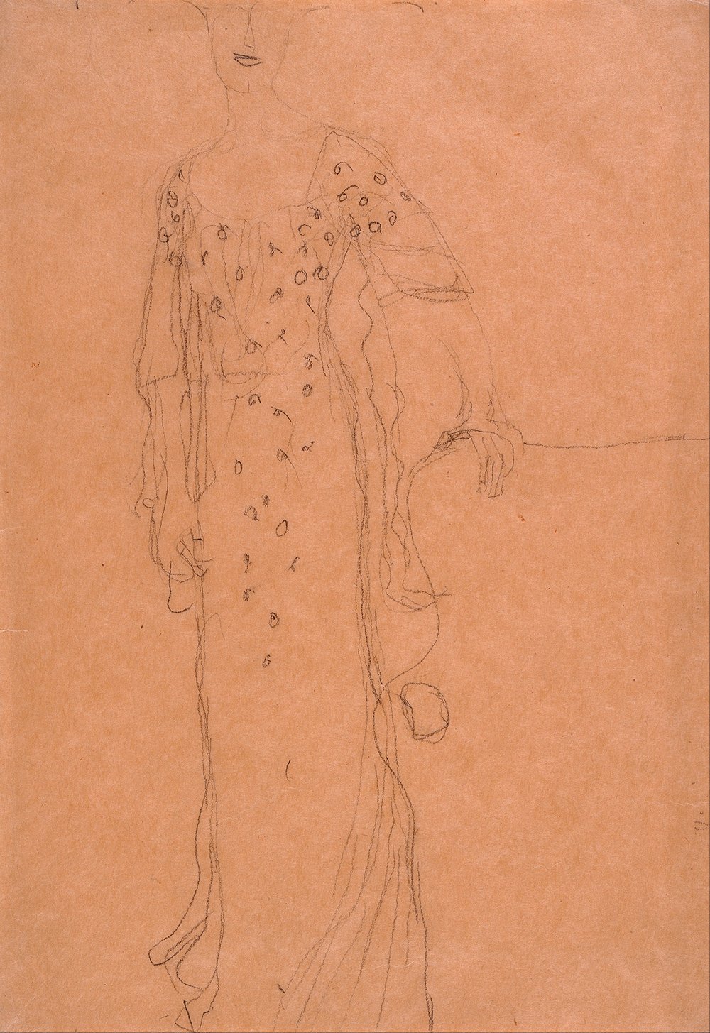 Cuadro enmarcado de Klimt Estudio para Adele Bloch mediano en color marrón