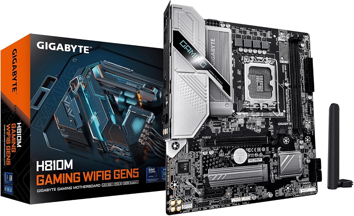 Placa base H810M Gaming WIFI6 GEN5 Intel LGA 1851 mATX, soporte Core Ultra (Serie 2), DDR5, 4+1+2 Power Phase, PCIe 5.0 x16, 1x M.2, USB 3.2 Gen 1, USB-C frontal, WiFi 6, 2.5GbE, EZ-Latch