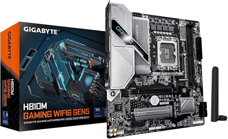 Placa base H810M Gaming WIFI6 GEN5 Intel LGA 1851 mATX, soporte Core Ultra (Serie 2), DDR5, 4+1+2 Power Phase, PCIe 5.0 x16, 1x M.2, USB 3.2 Gen 1, USB-C frontal, WiFi 6, 2.5GbE, EZ-Latch