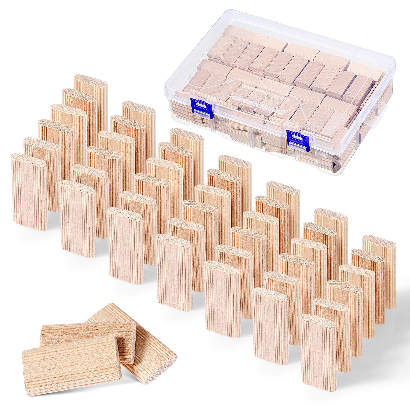Barydat Domino Tenon Beech Wood Beechwood Loose Tenons Compatible with Domino Insertion Dowel Block for Joinery Systems, Woodworking Furniture Splicing(200 Pcs,6mm x 20mm x 40mm)