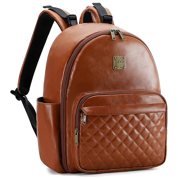 Tonyeee PU Leather Diaper Bag Backpack with Changing Pad, Fashion Quilt Diaper Bags Waterproof Women and Ladies