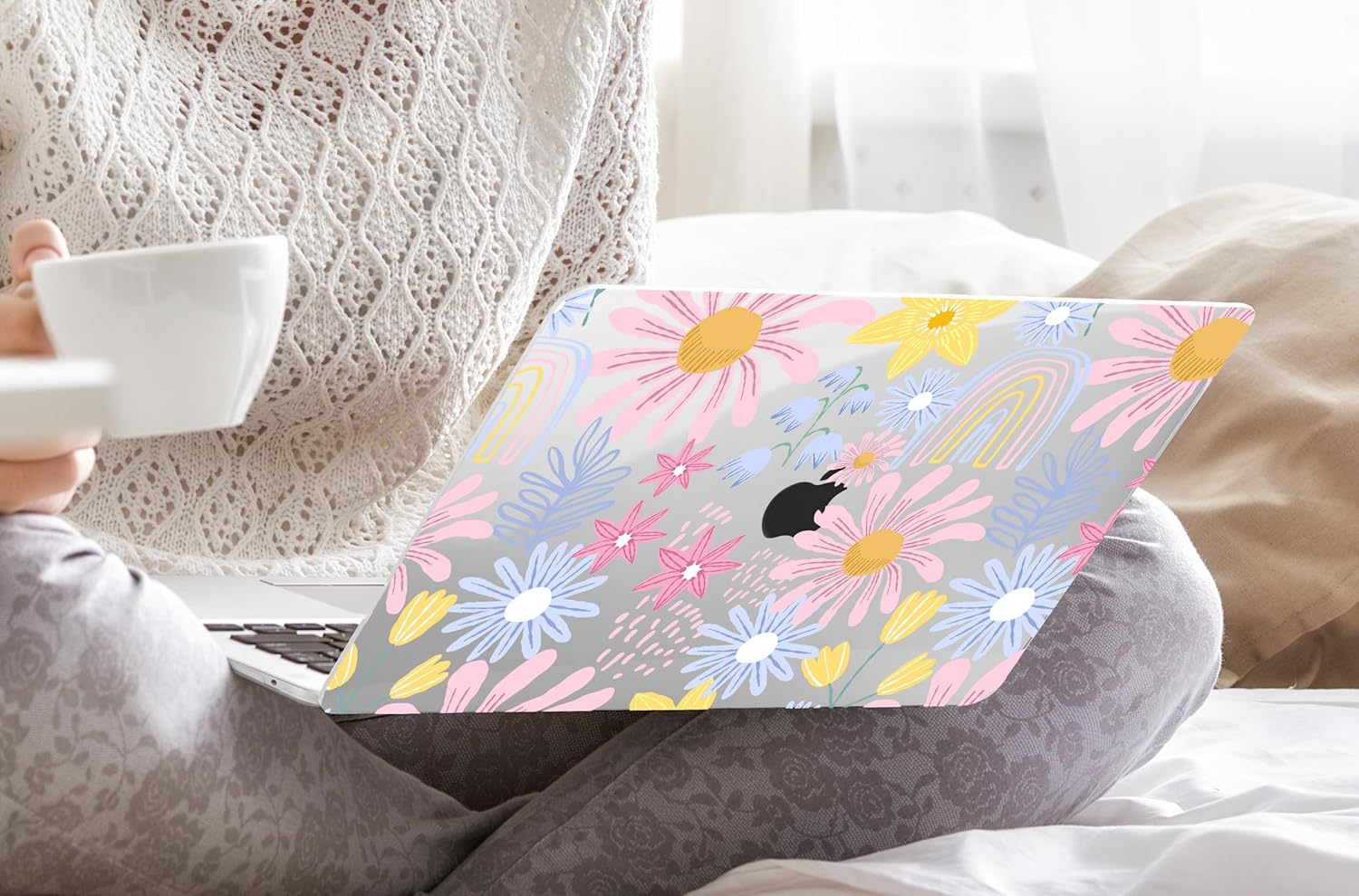 DONGKE Compatible with MacBook Air 13 inch Case 2021 2020 2019 2018 Release A2337 M1 A2179 A1932 with Retina Display Touch ID, Plastic Hard Shell & Keyboard Cover - Florals - Image 4