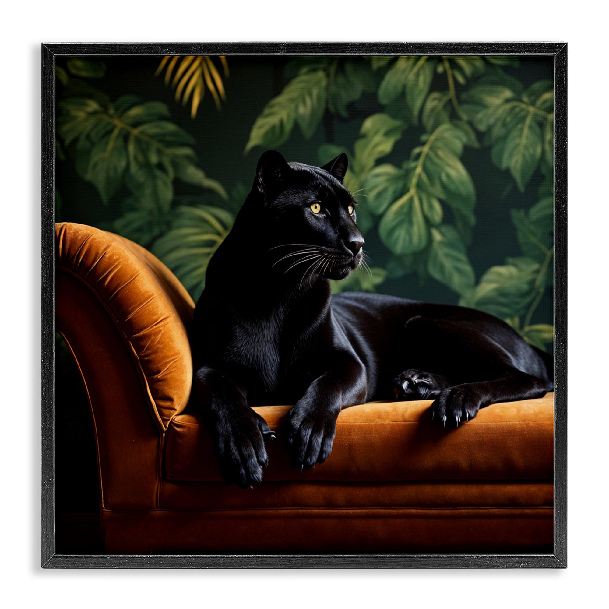 'Majestic Panther on Chaise'| Framed Giclee Art