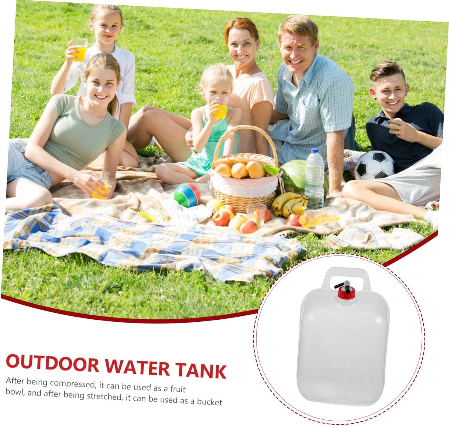 Compact Water Jug Camping Water Carrier Folding Bucket Pe Portable Reservoir Random Color