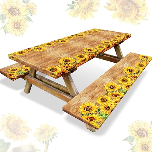 Juego de 3 manteles de vinilo para mesa de picnic y banco de 6 pies, 30 x 72 pulgadas, parte trasera de franela, rectangular, borde elástico, para Juego de 3 manteles de vinilo para mesa de picnic y banco de 6 pies, 30 x 72 pulgadas, parte trasera de franela, rectangular, borde elástico, para