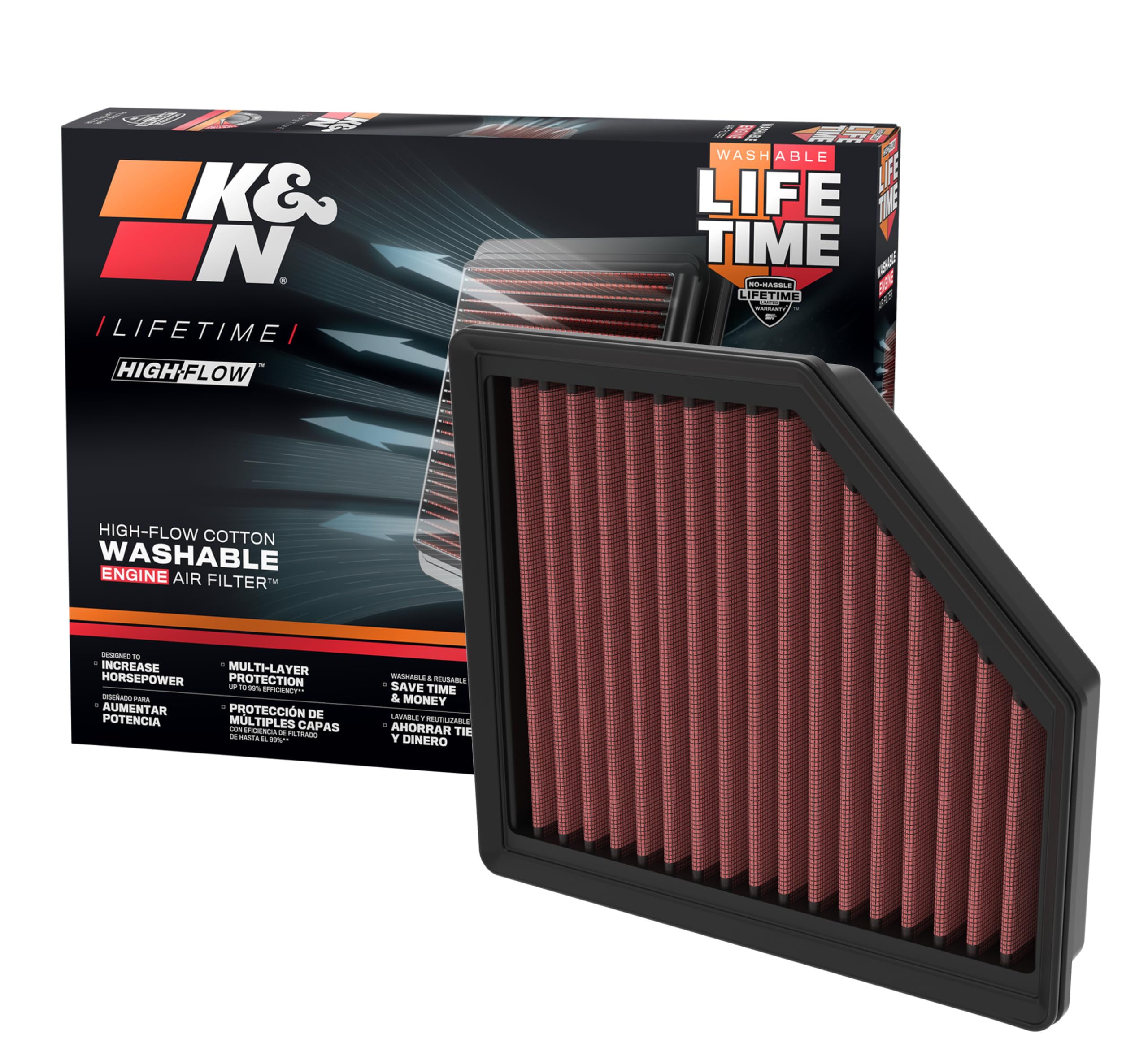K&N Tauschluftfilter kompatibel mit Nissan Qashqai III 1.3 4cyl 2021- (33-3174)