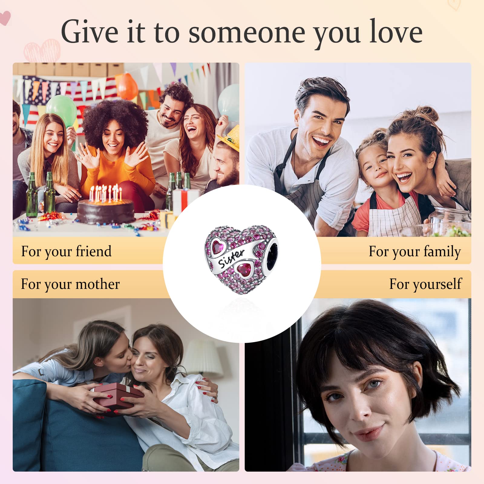 Annmors Charm Mère Fille Famille Amis pour Femme Argent Sterling 925 Breloque Bracelets Colliers Pendentifs