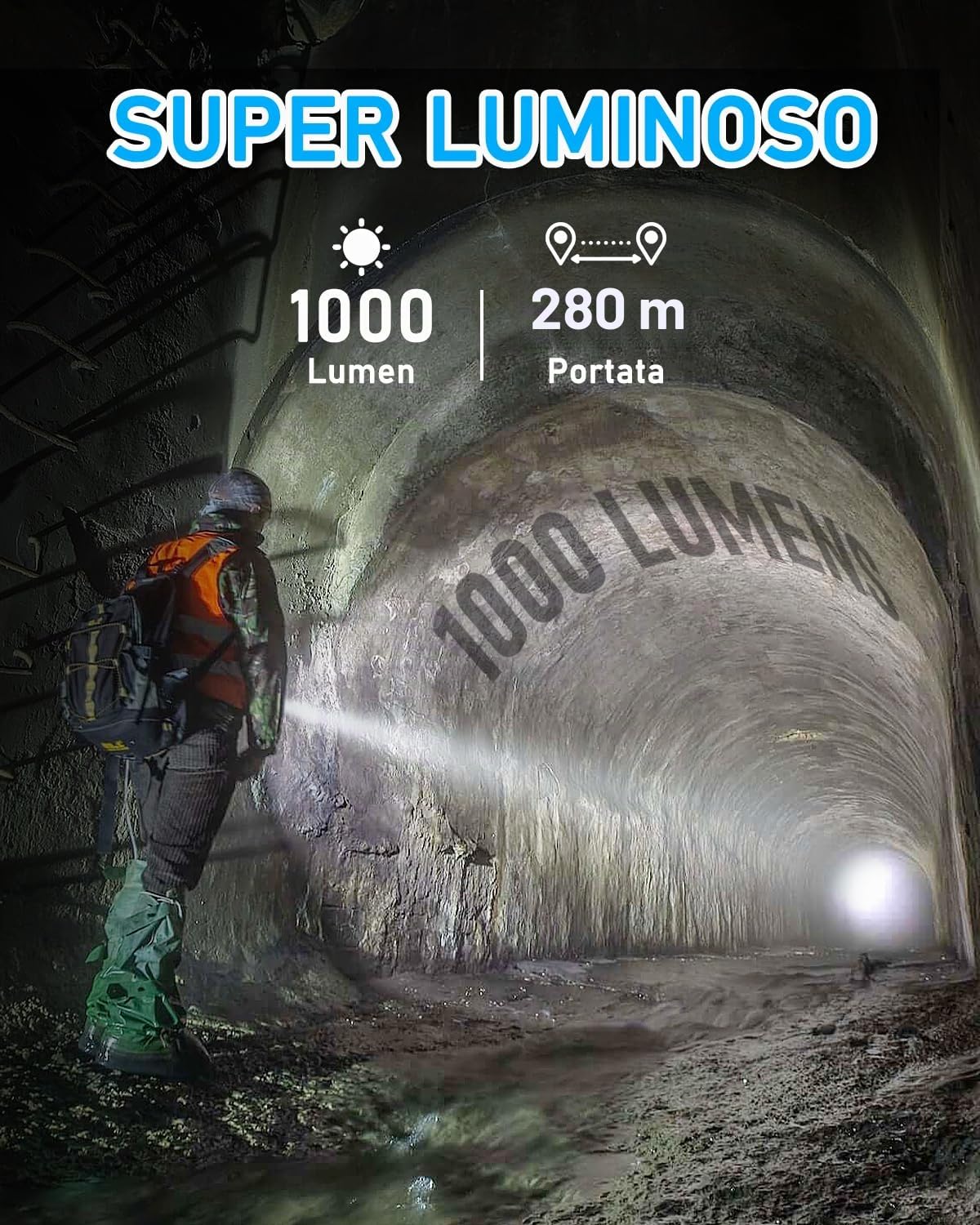 ULTRAFIRE Torcia tattica con fondina, 1000 lumen, modalità singola, torcia LED con tasca per cintura, super luminosa, piccola torcia portatile WF-501B