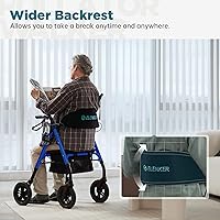 Vista 4 de Andador todo terreno ELENKER con ruedas no neumáticas de 10", asiento y respaldo acolchados de esponja, marco completamente ajustable para personas