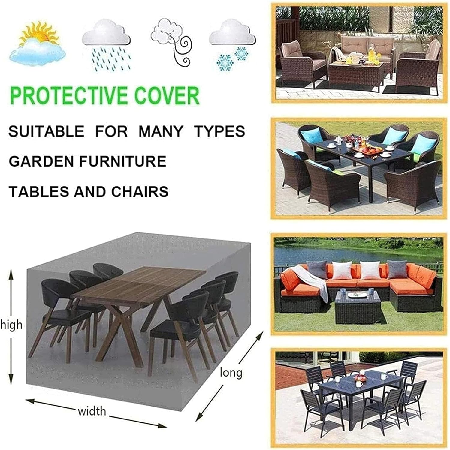 31"x31"31" Patio Furniture Covers Waterproof Rectangular, Garden Furniture Covers Outdoor, Cover Furniture Protective Cover 420D Oxford Dust Resistant for Garden Sofa, Outdoor, Table and Chairs