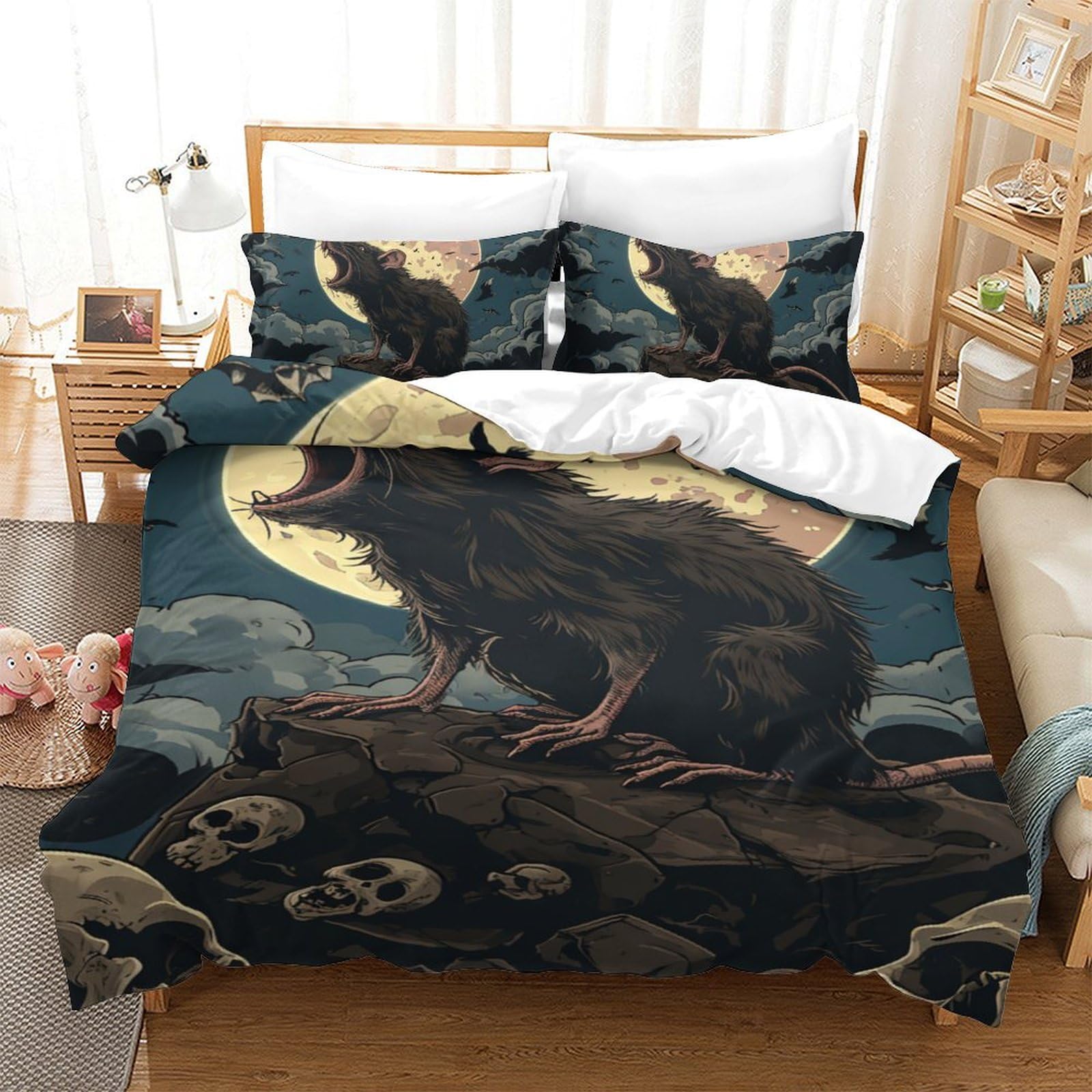Housse de couette Souris 3D pour décorer la chambre d'enfant parure de lit microfibre douce