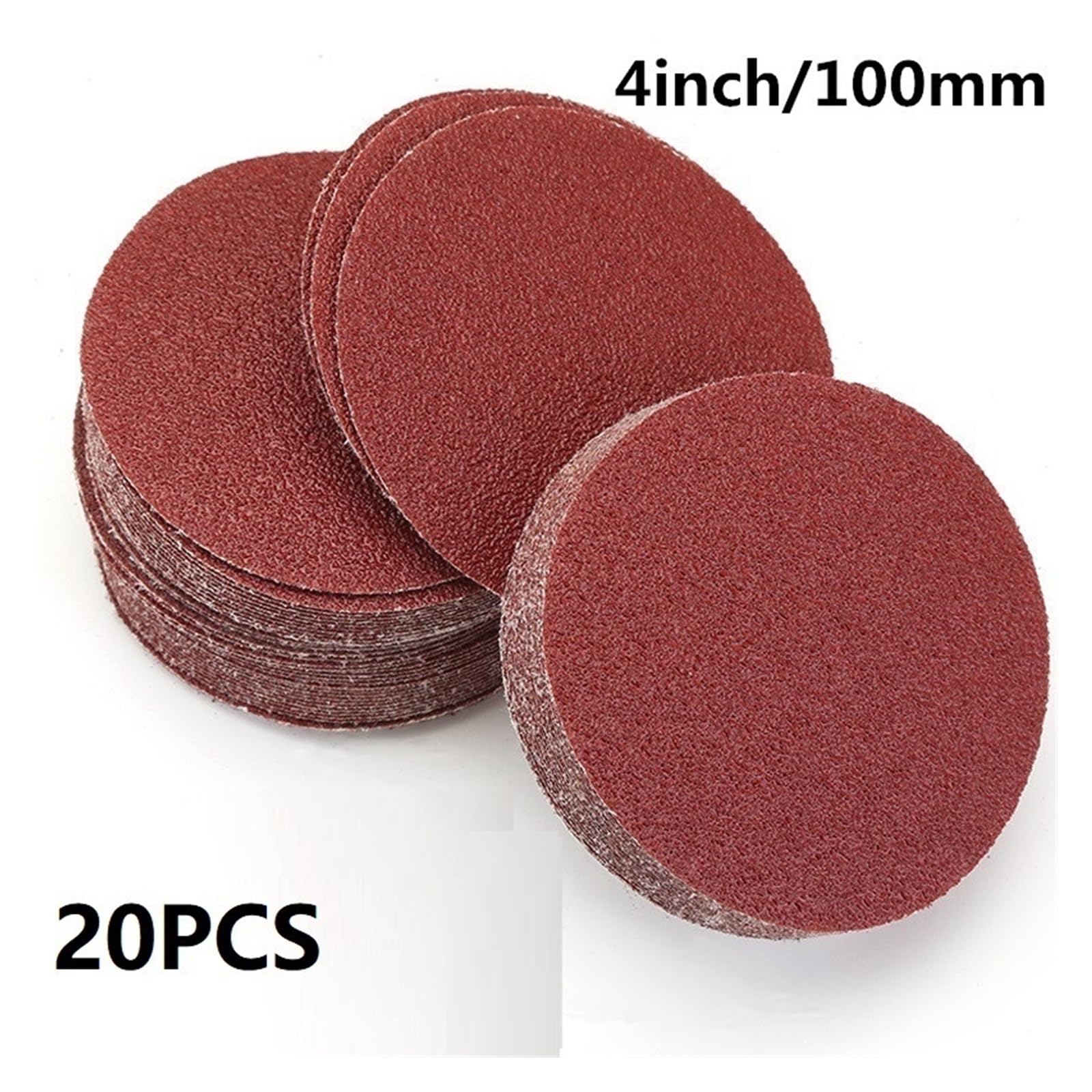 Papier de verre, disques de papier abrasif, 20 pièces, disque spécial for polissage rond, rouge et marron, ensemble de 4 pouces/100 mm, grain 40-2000, accessoire abrasif(150 Grit 100mm)