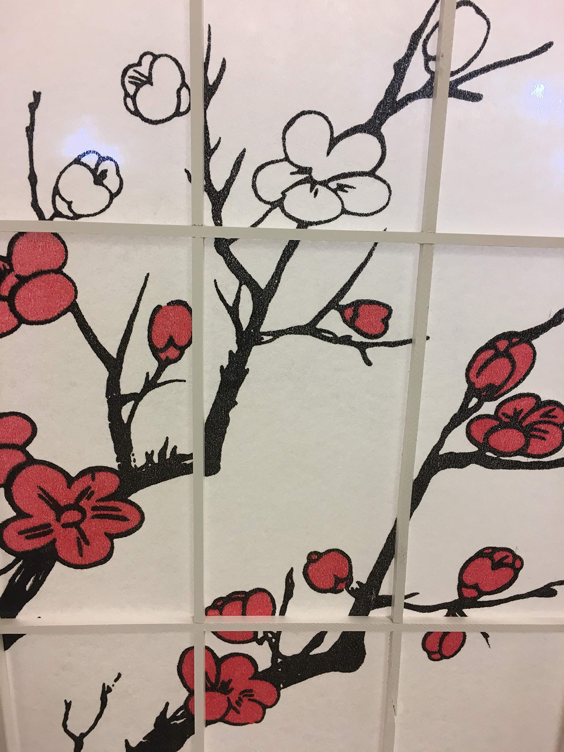 Buy Legacy Decor 6 Panel Plum Blossom Shoji Screen Room Divider White