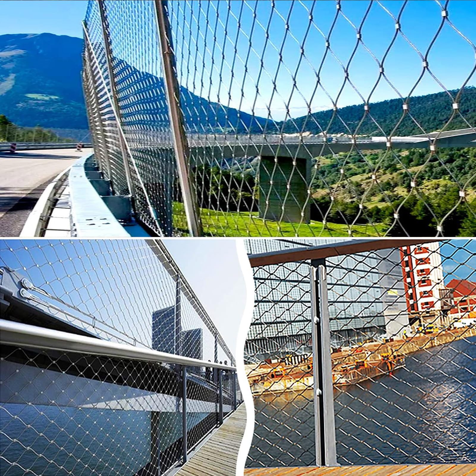 304 inless Sicherheitsnetz aus Stahl, 6 cm Maschen, Schutz vor Stürzen, für Balkon und Geländer, Dieb, Rücklaufzaun (0,8 x 9 m)
