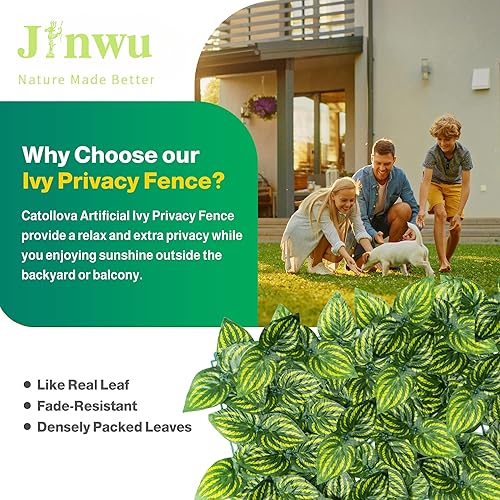 Miniatura 7 de Jinwu Rejilla de hiedra artificial para valla de privacidad, seto de hiedra sintética artificial de 120 x 60 pulgadas, valla de privacidad sintética