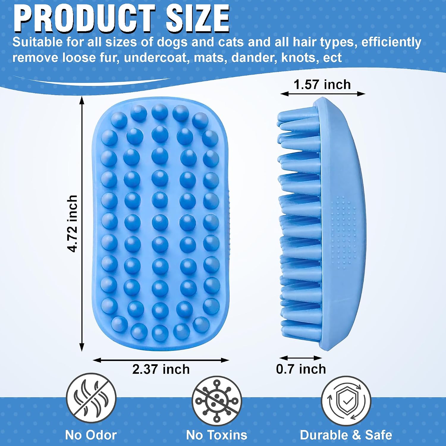Dog Shampoo Brush & Dog Shower Brush, Upgraded Pet Grooming Bath Brush with Soft Silicone Bristles, Adjustable Handle Massage Comb for Long & Short Hair Dogs and Cats image 2