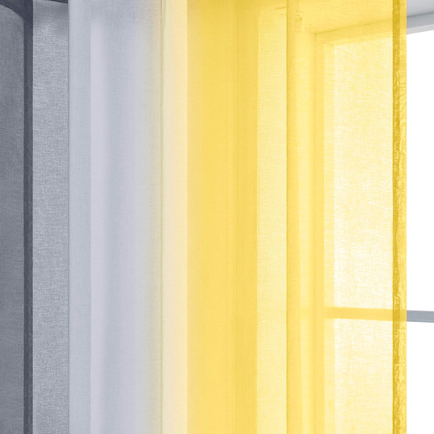 KOUFALL Yellow and Gray Curtains 84 Inch Length for Living Room Set of 2 Panels Rod Pocket Window Drapes Ombre Sunflower Colored Patterned Print Curtains for Bedroom 50x84 Inches Long Yellow and Grey