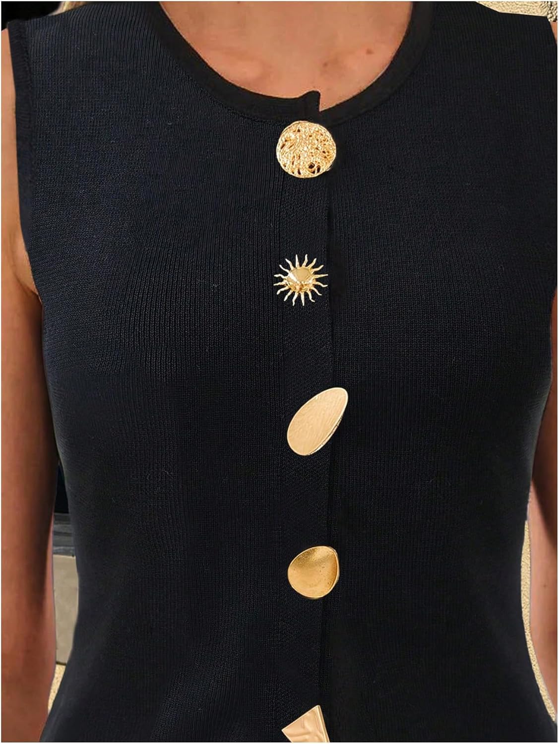 Verdusa Women's Old Money Clothes Vintage Button Down Sweater Vest Sleeveless Knit Tops - Image 4