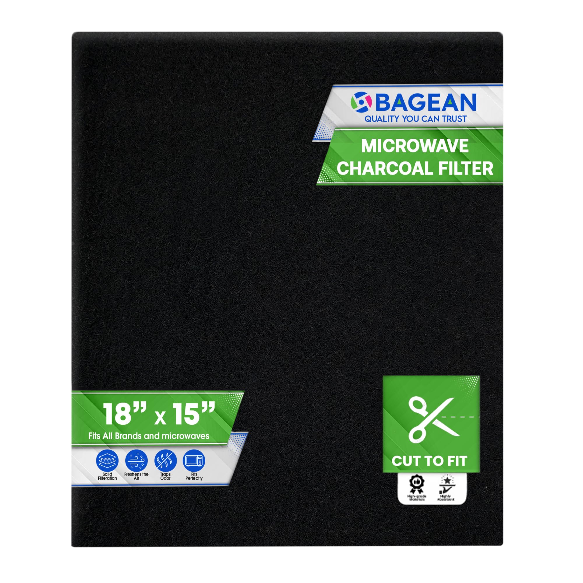 Cut to Fit Microwave Filter Replacement - 18” x 15” Activated Carbon Filter | Fits Samsung GE LG Frigidaire Whirlpool and More - Charcoal Oven Vent Filters Removes Odors and Freshens Air (1 Pack)