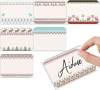 240 Pcs Ugly Sweater Name Tags Stickers for Kids Christmas Classroom Border Gift Labels Xmas Party Name Stickers Reindeer Personalized Paper Tags for Holiday Party Decoration, 3.5 x 2.4 in