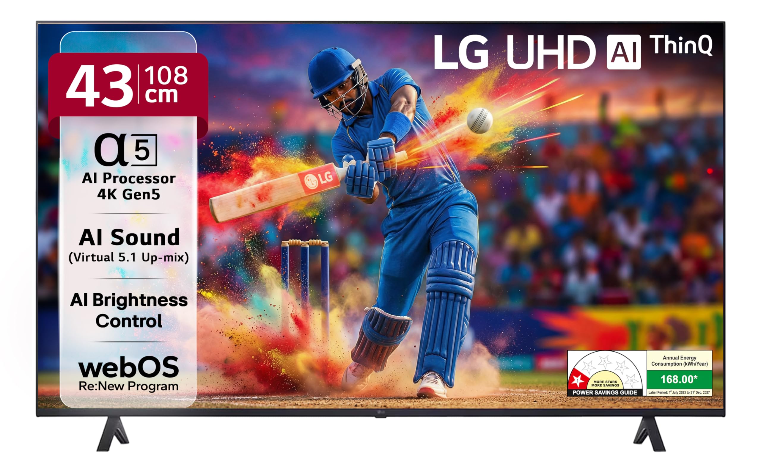 LG 108 cm (43 inches) UQ75 AI Series 4K Ultra HD Smart webOS LED TV 43UQ7550PSF (Ceramic Black)