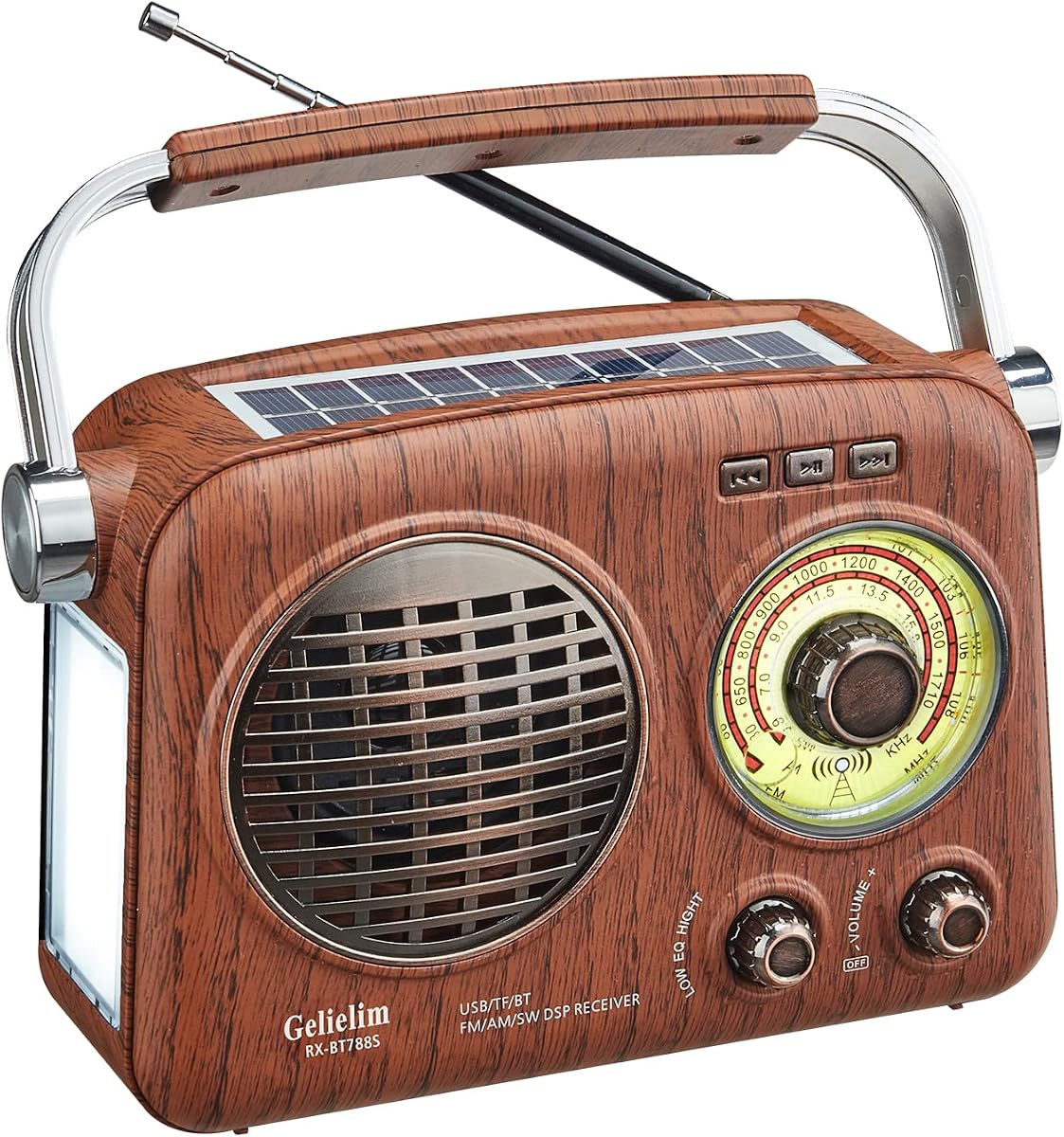 Gelielim AM FM Radio Portable - Shortwave Radio Rechargeable Battery Powered, Retro Solar Radio with Bluetooth, Compact Emergency Radio for Home, Outdoor, Travel & Storms, Seniors Small Gift