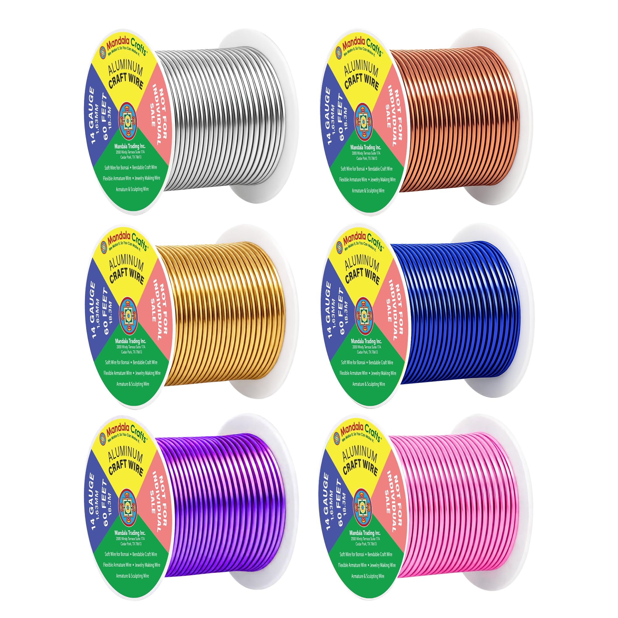 Mandala Crafts 14 GA Gold Blue Purple Assorted Anodized Aluminum Craft Wire