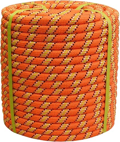 Miniatura 19 de Cuerda de poliéster doble trenzada (1/2 pulgada x 150 pies), cuerda de aparejo de arborista fuerte, 48 hebras para trabajo en árboles, escalada
