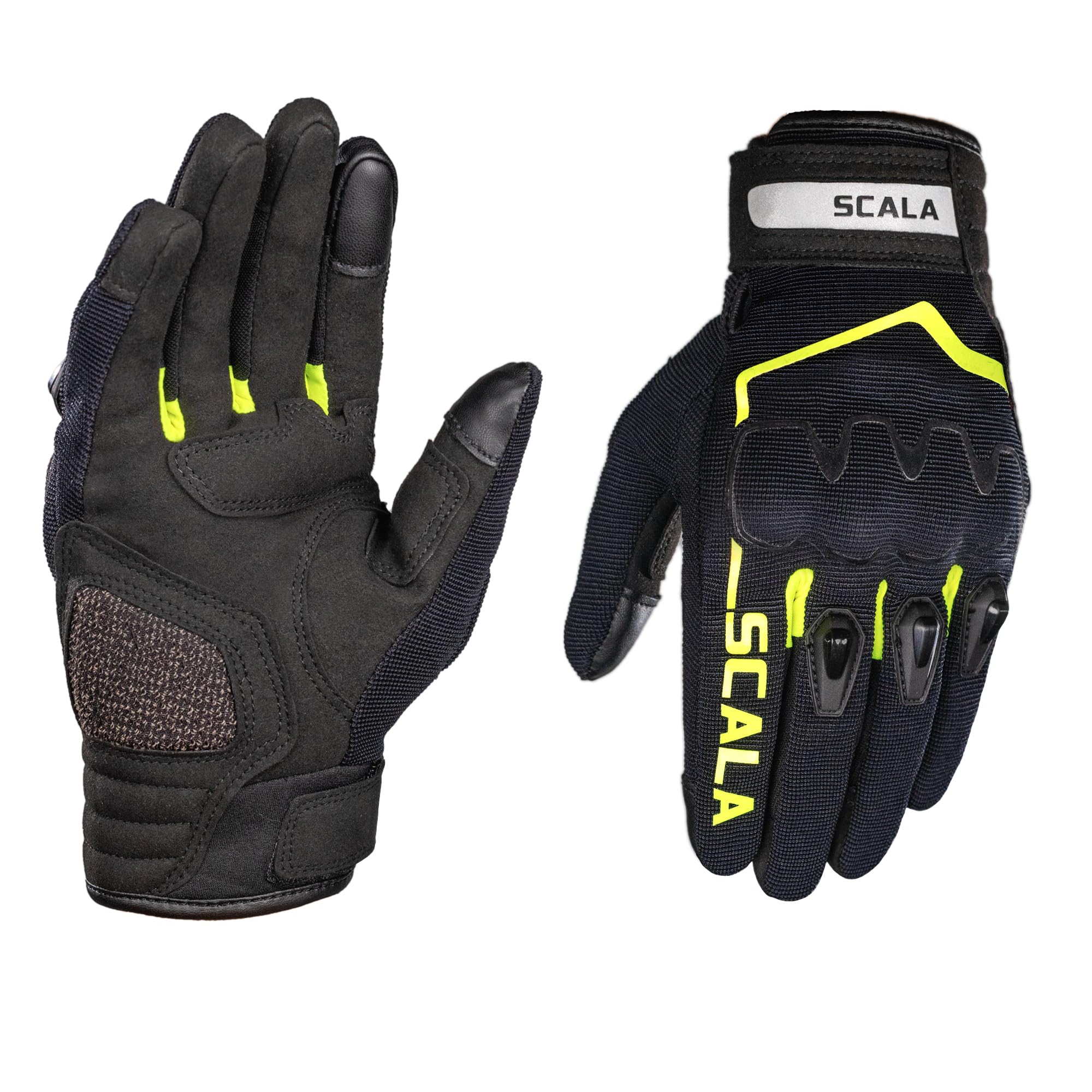 SCALA GEARS Universal Bike Riding Atlas Gloves High-Tech TPR Rubber Knuckle Protector, Polyester Fabric Summer Riding Yellow (Size,XL)