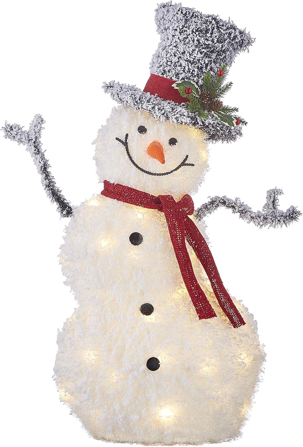 RAZ Imports Mister Snowman 32" Flocked Tinsel Lighted Snowman