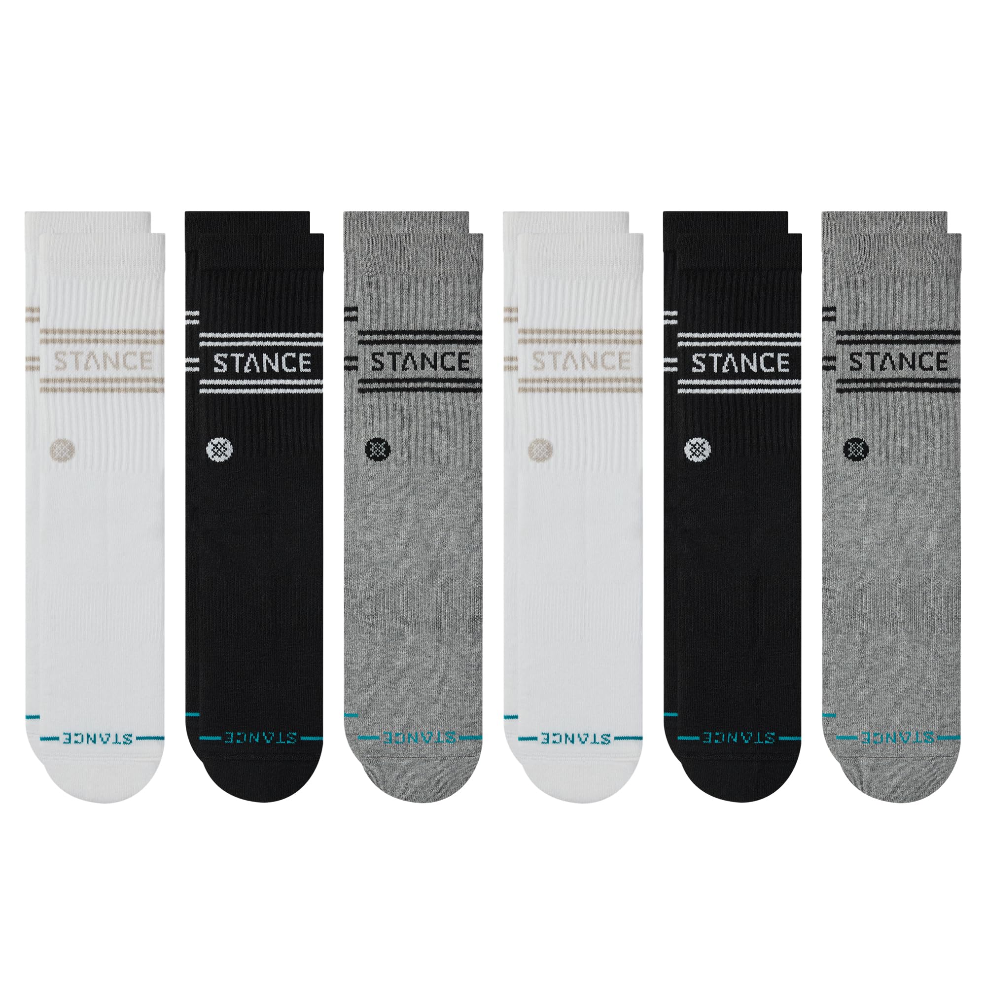 Stance Vital Crew Sock 6-Pack for Men and Women, Multicolor, Large