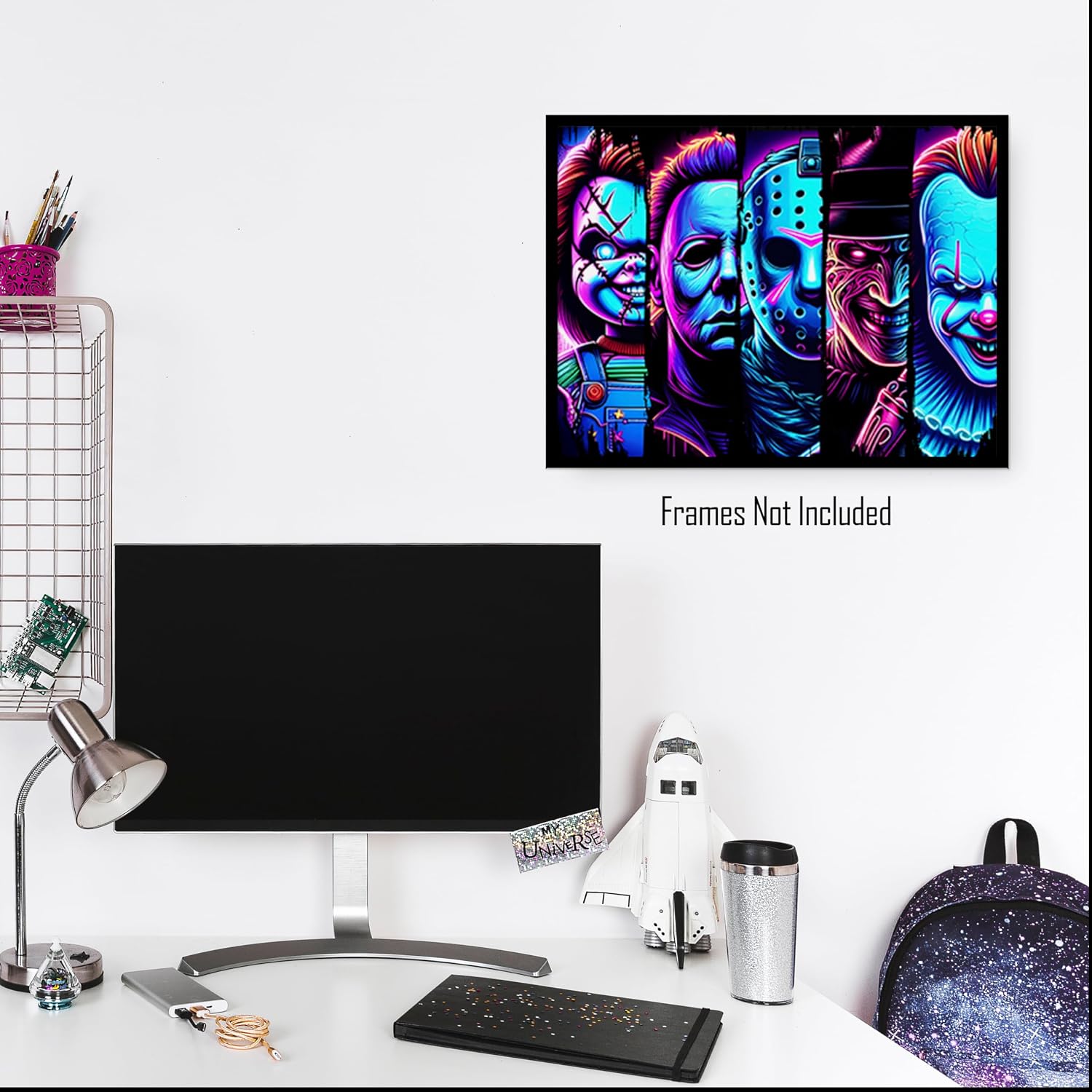 Brooke & Vine Halloween Black Light Poster (UNFRAMED 12 x 16) Horror Movie Villians Chucky Jason Michael Myers Freddy Pennywise Teen Boy Girl Room Wall Art Print Bedroom, Dorm - Horror Friends