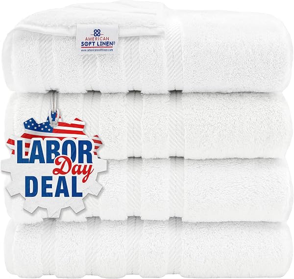 American Soft Linen 100% Cotton Luxury Turkish Towels, 4 PC Bath Towel Set