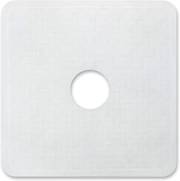 Templeton Home Square Shower Stall Mat, Center Cut Hole, Non Slip Texture, Suction Cups