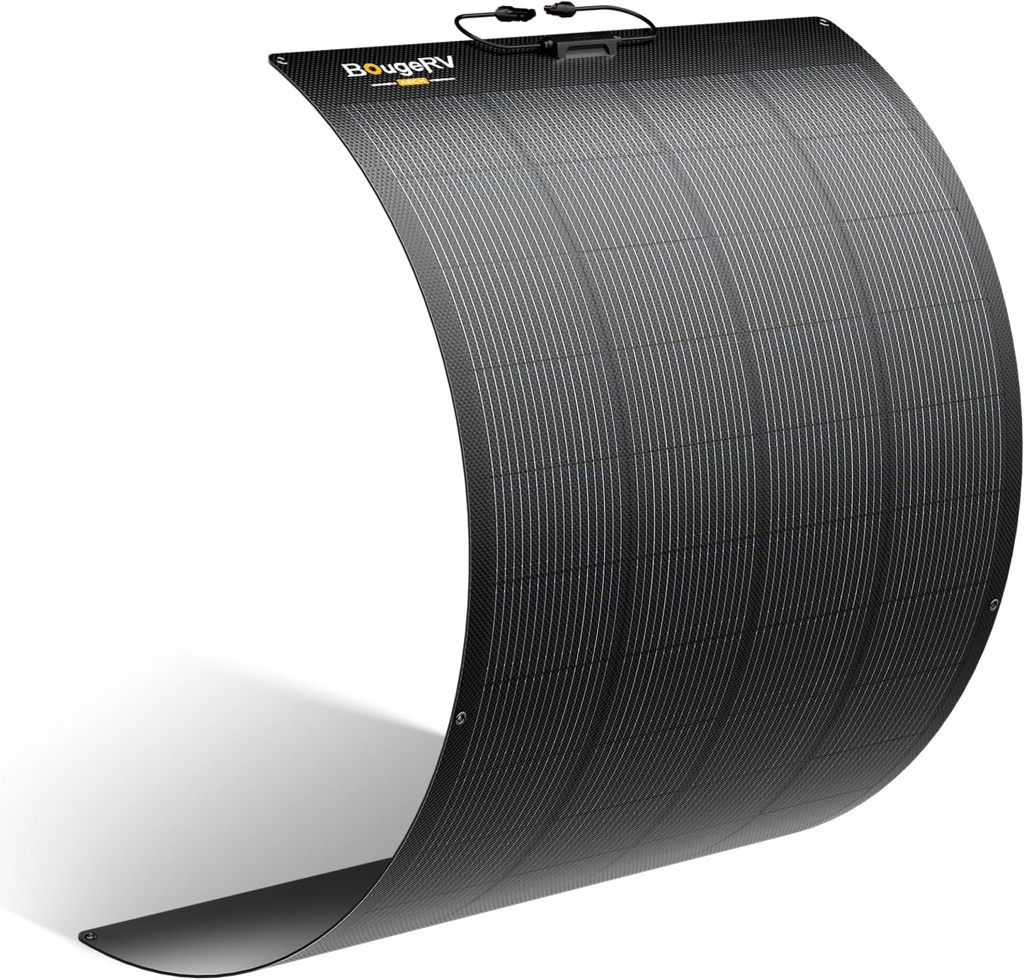 BougeRV Upgrade Arch 200W N-Type Fiberglass Flexible Solar Panel, 24 Volts 16BB Mono Cell 25% High-Efficiency, 270° Lightweight Compact for RV Boat Marine Camping Home Curve Surface Black