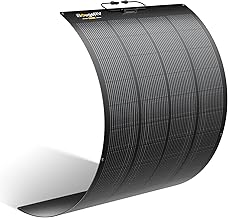 BougeRV Upgrade Arch 200W N-Type Fiberglass Flexible Solar Panel, 24 Volts 16BB Mono Cell 25% High-Efficiency, 270° Lightweight Compact for RV Boat Marine Camping Home Curve Surface Black