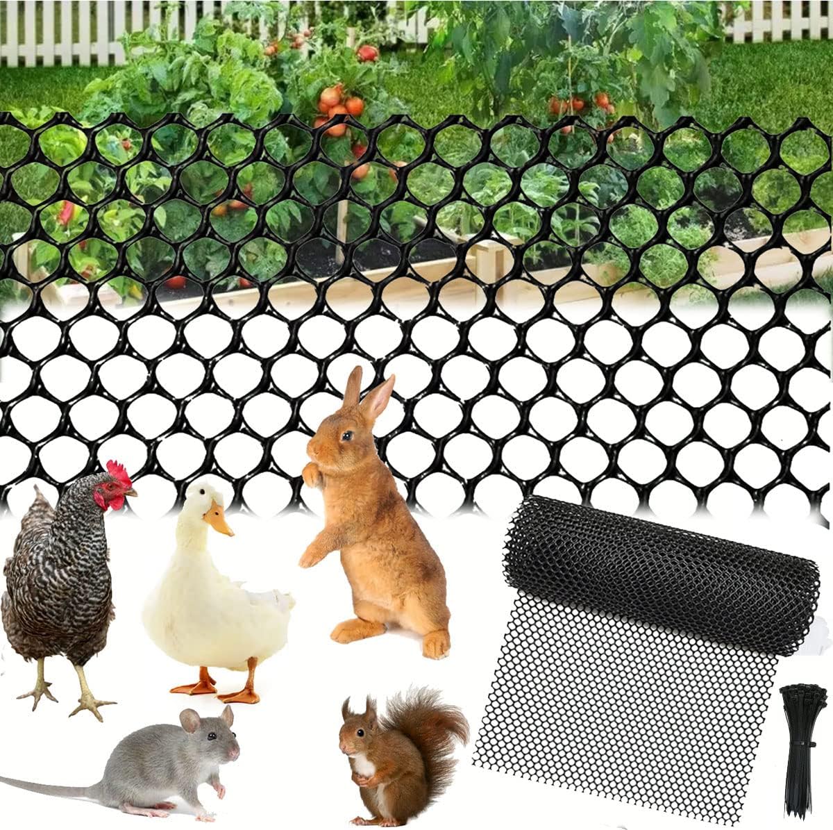 Plastic Chicken Wire Fence Mesh 15.7IN x 10FT Hexagonal Plastic Poultry Netting for