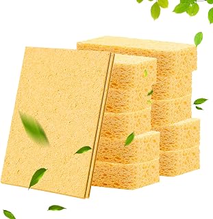 Esponja para Lavar Platos, Esponjas de celulosa Natural Esponjas Cocina Esponjas de Pulpa de Madera comprimida Limpiar esponjas antiarañazos para el hogar de la Cocina (10 Piezas)
