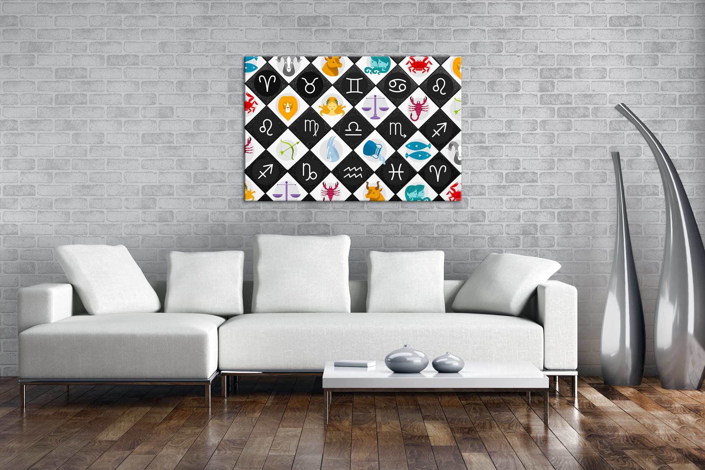 Obraz na płótnie wzór znaku zodiaku na czystym nocnym niebie format: 100 x 70 cm XXL druk artystyczny obraz na blejtramie/obraz ścienny/dekoracja salonu