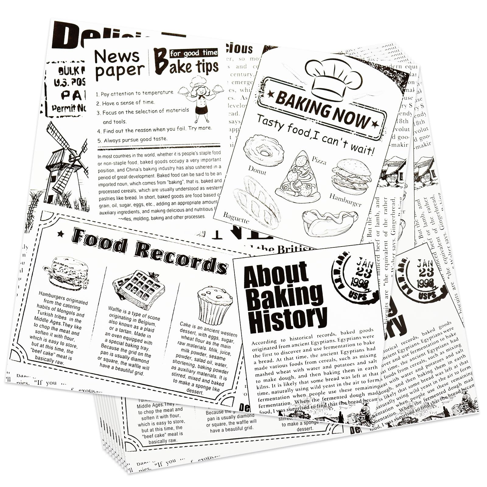 Premium Deli Paper 10"x10"- 200 Pk - Sandwich Wrapping Greaseproof Paper Sheets, Bread/Rolls Deli Paper Liners, Baskets Lining Wrappers for Fish &