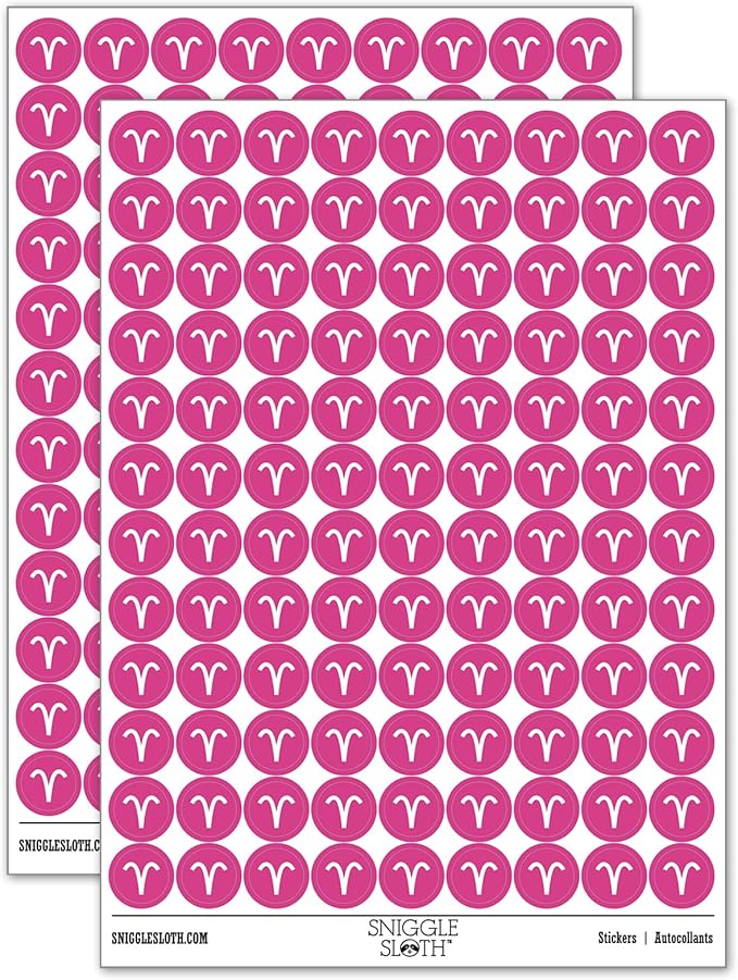 Aries Horoscope Astrological Zodiac Sign 200+ Round Stickers - Matte Finish - 0.50