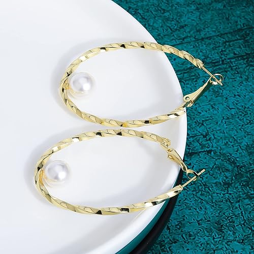 Miniatura 6 de Aretes de aro de oro para mujer, chapados en 18 quilates, con circonita cúbica, cuerda trenzada, ligeros, hipoalergénicos, joyería para ella