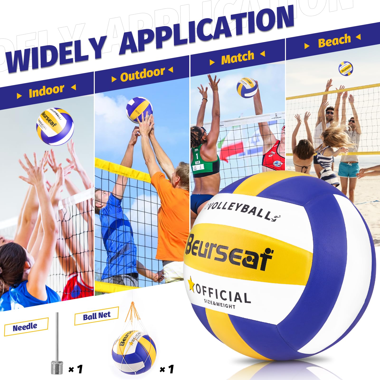 Pelota de Voleibol Oficial Talla 5 para Interior y Exterior, Voleibol de Playa Tacto Suave