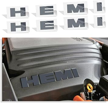 Engine Cover HEMI Lettering Overlay Decals Set of 2 - Durango R/T