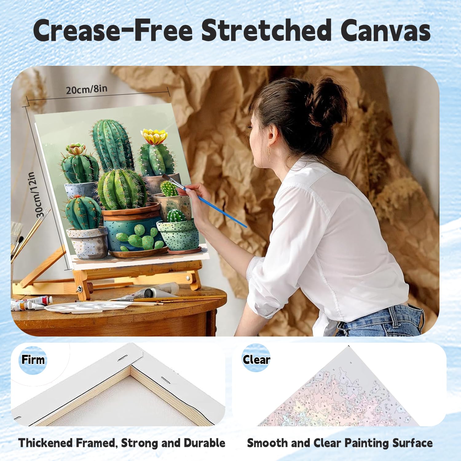 Pintura Por Números Fan House Con Marco – Lienzo De 20x30 Cm, Caballete De Madera Y 3 Pinceles, Kit Para Adultos Y Niños