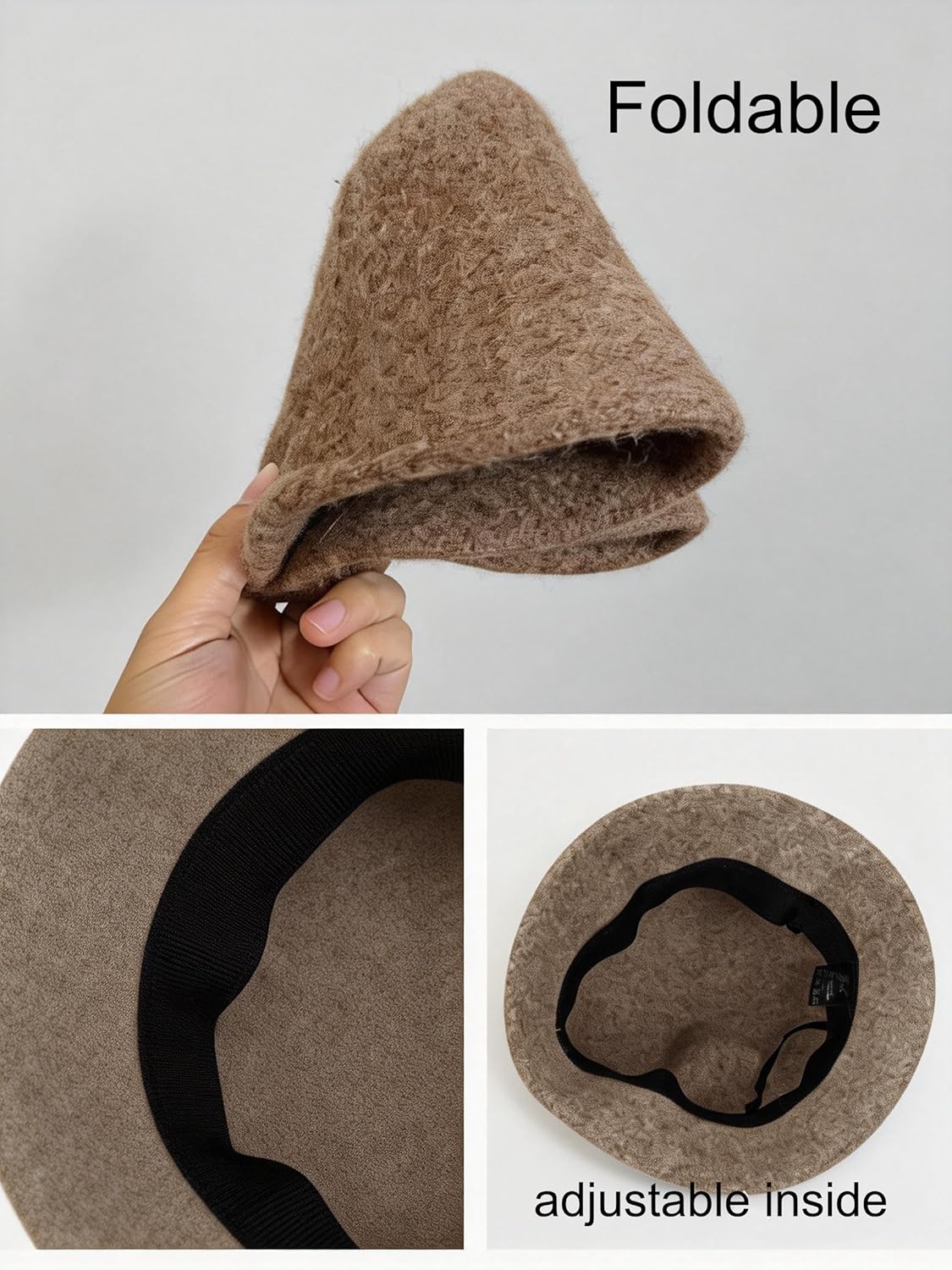Women Cloche Bucket Hat Vintage Faux Wool Felt Hat Winter Warm Church Bowler Cap Ladies Fedora Fall Bell Round Cap - Image 5