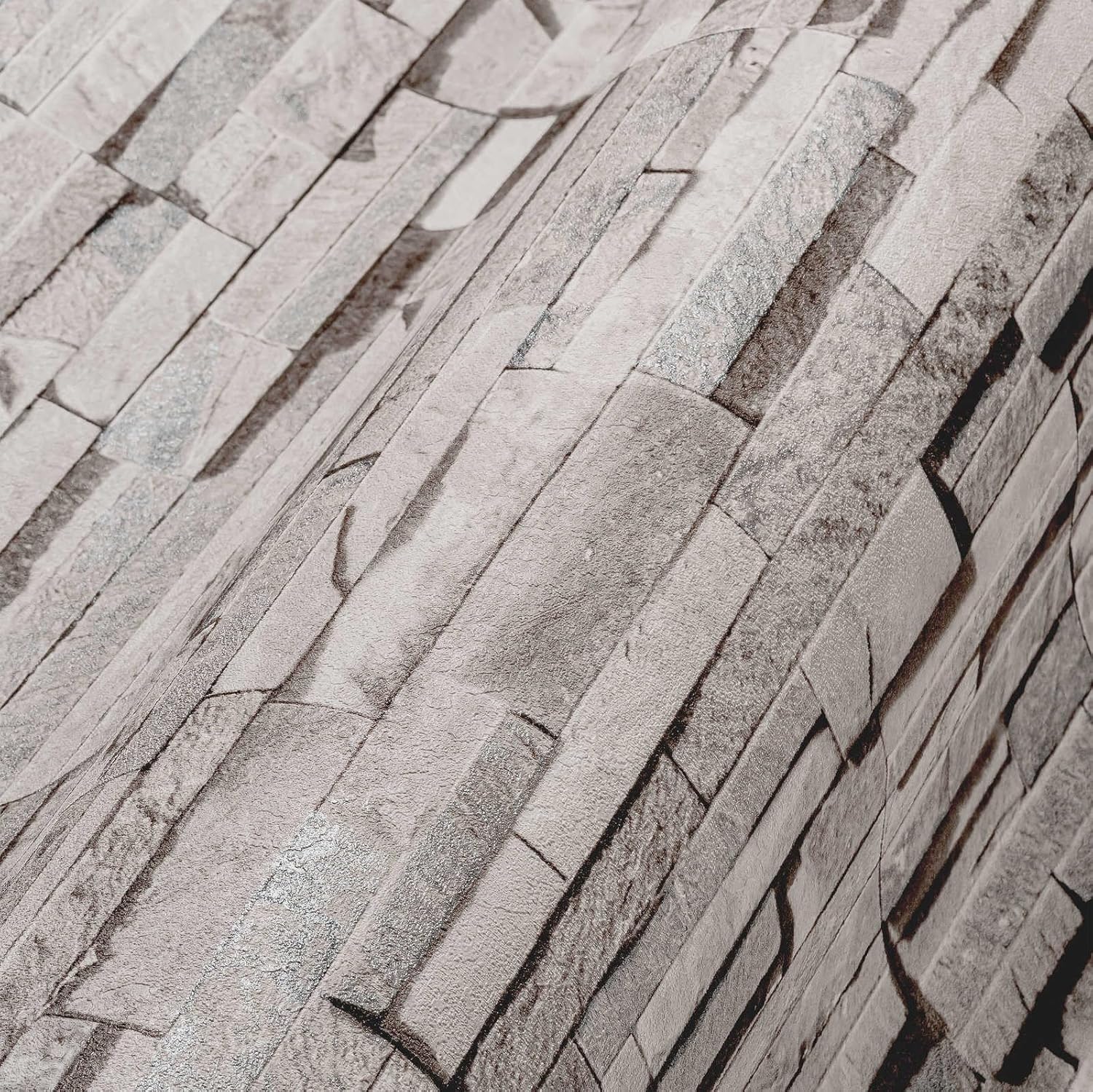 Livingwalls Wallpaper Industrial Design - Gray, Beige - Stone Wallpaper 395.99in x 20.87in Made in Germany - 388162
